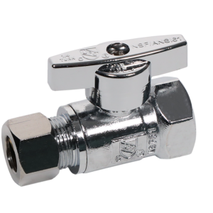 3/8in FIP x 3/8in OD Compression Chrome Straight Stop Valve