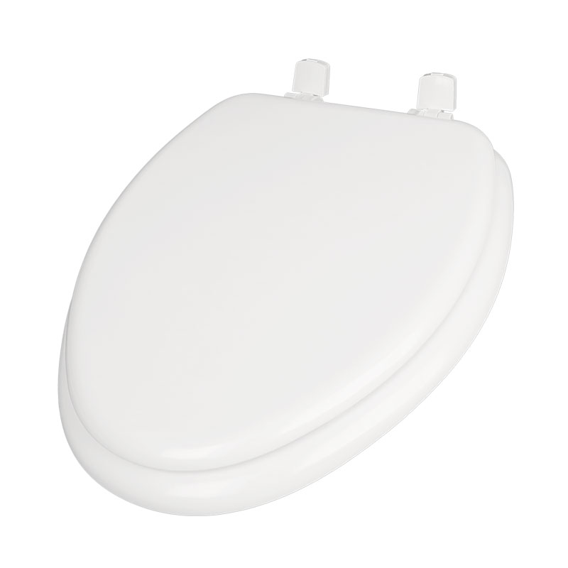 thumbnail image 2 of Highcraft Elongated Wood Toilet Seat With Cover – White – Traditional Bathroom 2 of 5